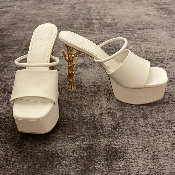 Cult Gaia White Heels Gold Bamboo - Picture 2 of 10